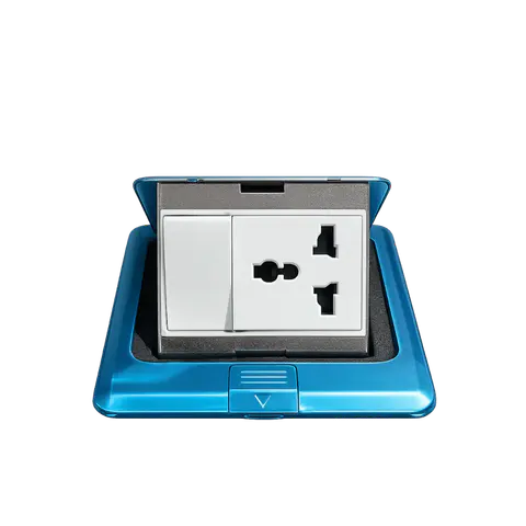 Round-Button Pop-Up Power Box with Power Socket and Switch, 2 POWER; Silver; CC 004 product image