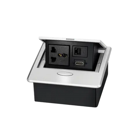 Square-Button Pop-Up Power Box with Power Socket and Switch, 2 POWER; Silver; CCS 003 product image
