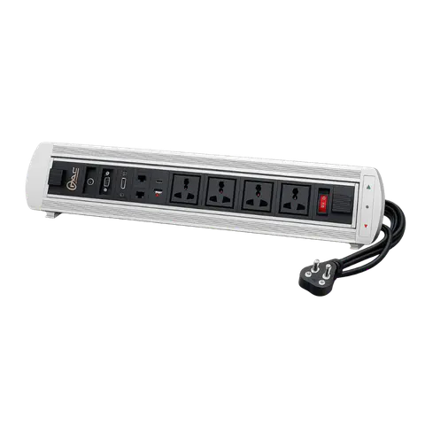Stainless-Steel Floor Outlet Box with 2 Power Sockets, RJ45 and Switch, 2 POWER / 1 RG 45 / 1 SWITCH FLOOR TYPE; Silver; FCC 01 product image
