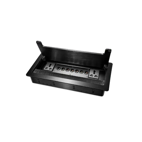 Manual Cable Cubby with 2 Power Sockets and 6 Module Openings, 2 POWER / 6 HOLE; Silver; CC 508 product image