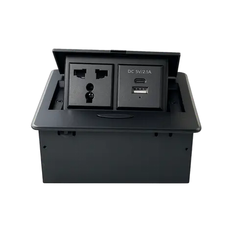 Dual-Socket Pop-Up Power Box — Silver, 2 POWER; Silver; CCS 007 product image