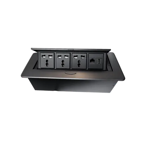Hydraulic Cable Cubby with 3 Power Sockets, RJ45 and HDMI, 3 POWER / 1 RJ 45 / 1HDMI; 30 CM; CC 505 product image