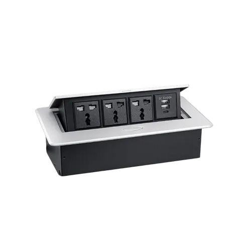 Hydraulic Cable Cubby with 3 Power Sockets, Dual USB-A and USB-C — CC 504, 3 POWER / 2 USB / 1 TYPE C; 30 CM; CC 504 product image