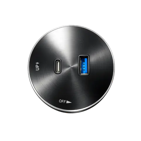 Round Pop-Up USB-A and USB-C Charging Module, 1 USB-A / 1 USB-C; Black; SS 02 product image