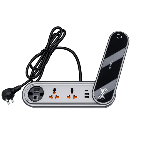 Manual Conference Table Cable Cubby with Power, USB, AV and Data, 3 POWER / ON OFF SWITCH / 1 USB / 1 TYPE C / 2 RJ45 / 1 HDMI / 1 VGA / 1 AUDIO; Silver; 1.5 MTR; CCM 01 product image
