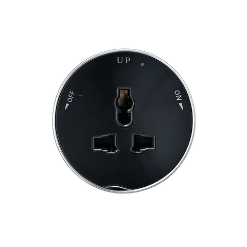 Round Pop-Up Universal Power Socket, 1 UNIVERSAL POWER SOCKET / 1 ON-OFF SWITCH; Black; SS 01 product image