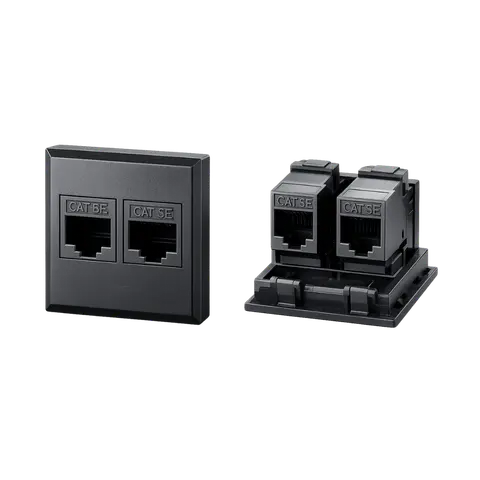 Dual RJ45 Keystone Housing, 2 RJ45 KEYSTONE HOUSINGS; Black; SS 14 product image