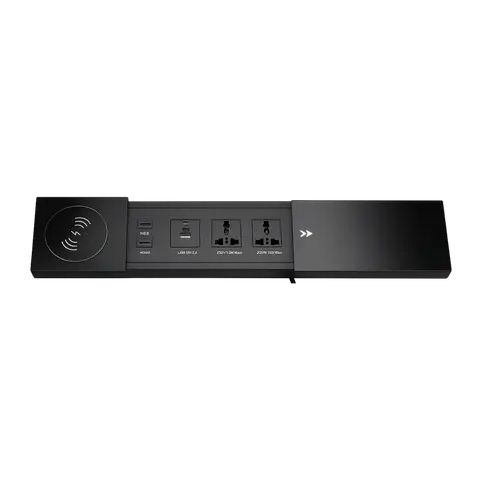 Sliding Cable Cubby with Wireless Charging, 2 POWER / 2 USB / 1 TYPE C / 1 HDMI / 1 RJ45; 1.5 MTR; SCC 01 product image