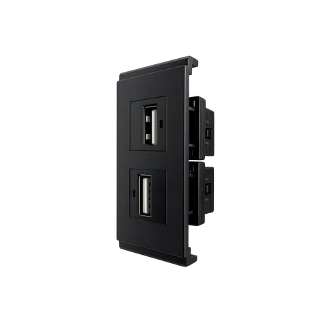 Dual USB-A Charging Insert Module, 2 USB-A PORTS; Black; SS 09 product image