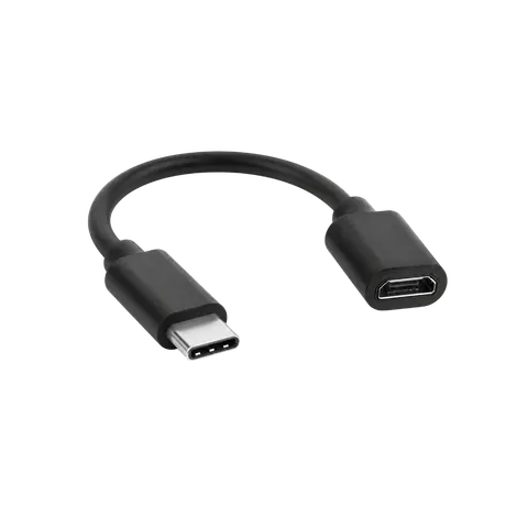 USB-C Male to Micro-USB Female Adapter Cable, USB-C MALE; MICRO-USB FEMALE; Black; 0.3 M; CBL 007 product image