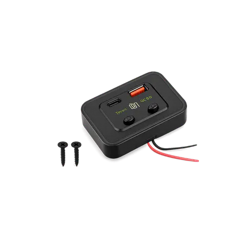 Panel-Mount USB-A and USB-C Charging Module, 1 USB / 1 TYPE C; Black; 10 CM WIRE; CDC 02 product image