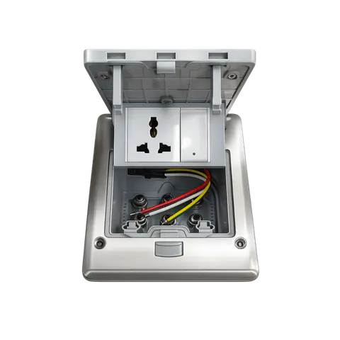 IP67 Waterproof Floor Outlet Box with 1 Power Socket and Switch, 1 POWER SOCKET / 1 SWITCH; Silver; FCC 03 product image