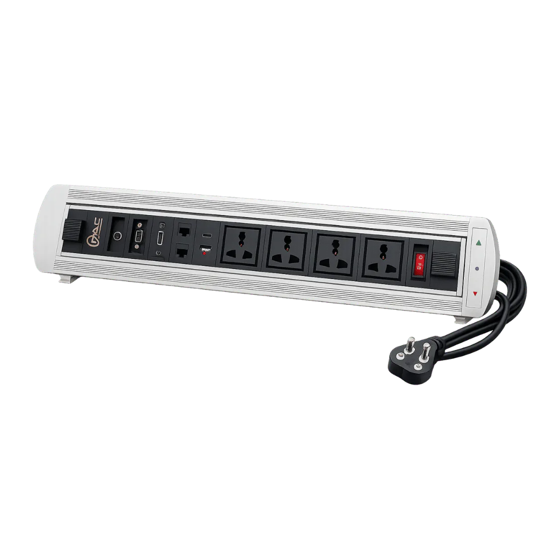 Stainless-Steel Floor Outlet Box with 2 Power Sockets, RJ45 and Switch product image
