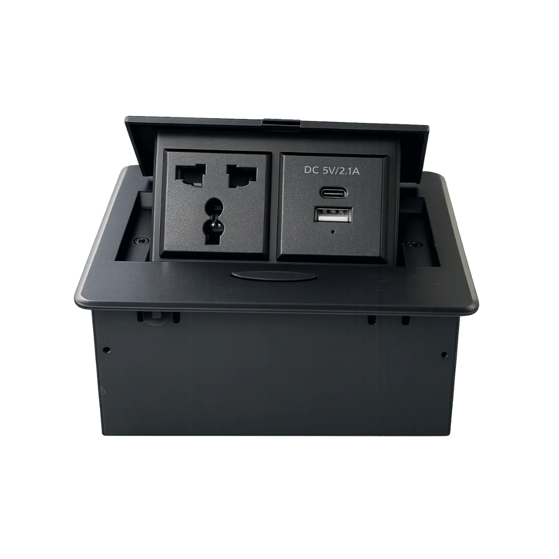 Dual-Socket Pop-Up Power Box — Silver product image