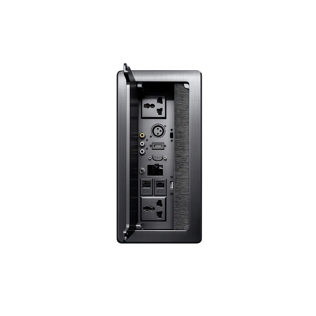 Brush Flap Cable Cubby with Power, AV and Data Modules product image